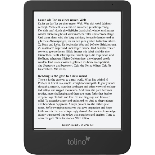 wasserfester eReader Tolino Shine 5 mit 6 Zoll E-Ink Display, WLAN und Bluetooth, 16 GB Speicher