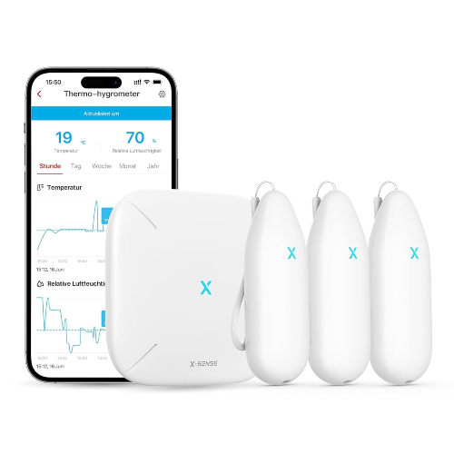 3-er Set, WLAN Hygrometer Thermometer Innen, Temperatur- und Luftfeuchtigkeitsüberwachung per App, 500m Reichweite, Kostenfreier Datenexport, kompatibel mit Alexa