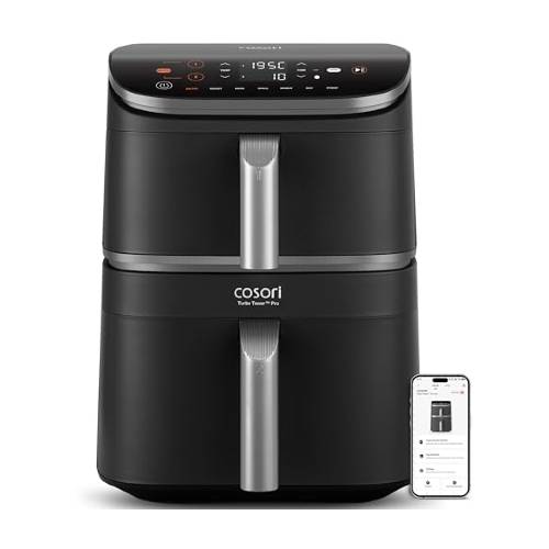 Hochwertige 10,8 l Doppelkammer-Fritteuse mit WLAN-Verbindung, DualBlaze-Modus &  Keramikbeschichtung