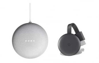 Google Nest Mini und Google Chromecast im Set