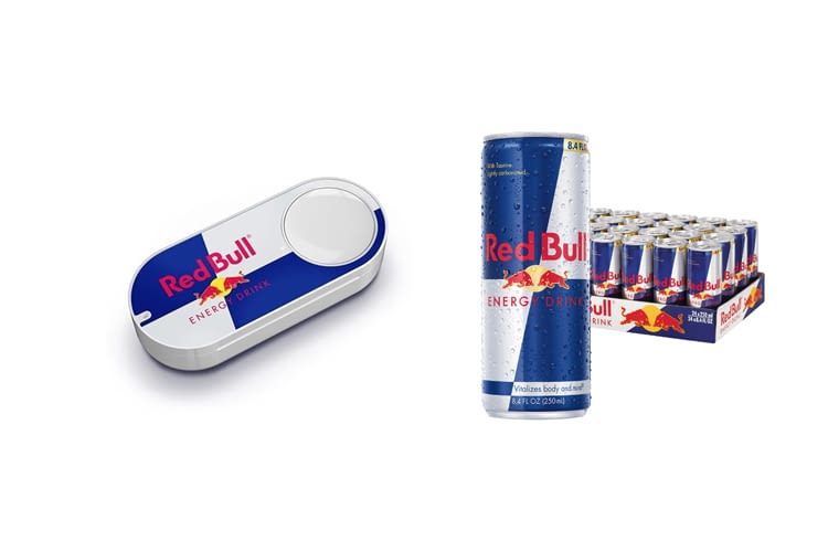 Mit dem Red Bull Dashbutton kann auf Knopfdruck eine ganze Palette Nachschub bestellt werden