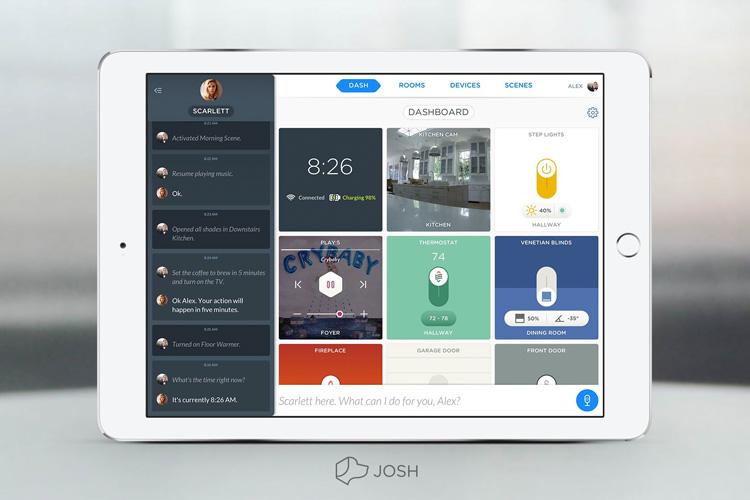 Josh Dashboard auf einem iPad zur Smart Home Sprachsteuerung