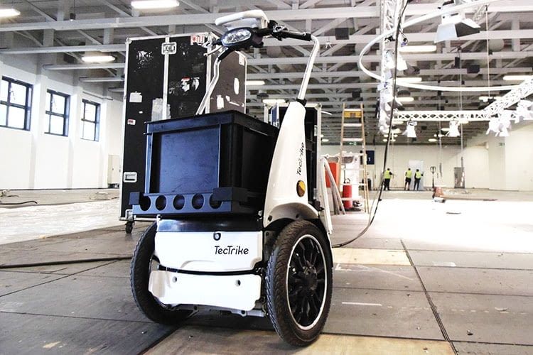 Das TecTrike von LEVCON ist ein weniger E-Transporter, der beispielsweise auf Messen zum Einsatz kommt