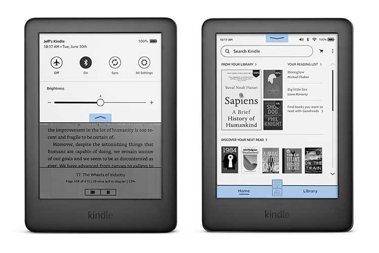 Das bringt das Kindle eBook-Rader Update: Links die neuen Schnellstart-Funktionen, rechts der neue Aufbau der Startseite