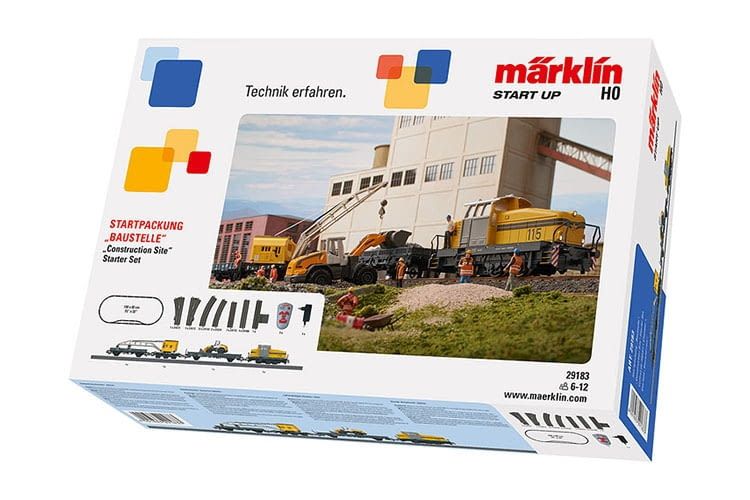 Die Märklin Start up – Startpackung „Baustelle“ mit Gleisen und kompletten Bauzug