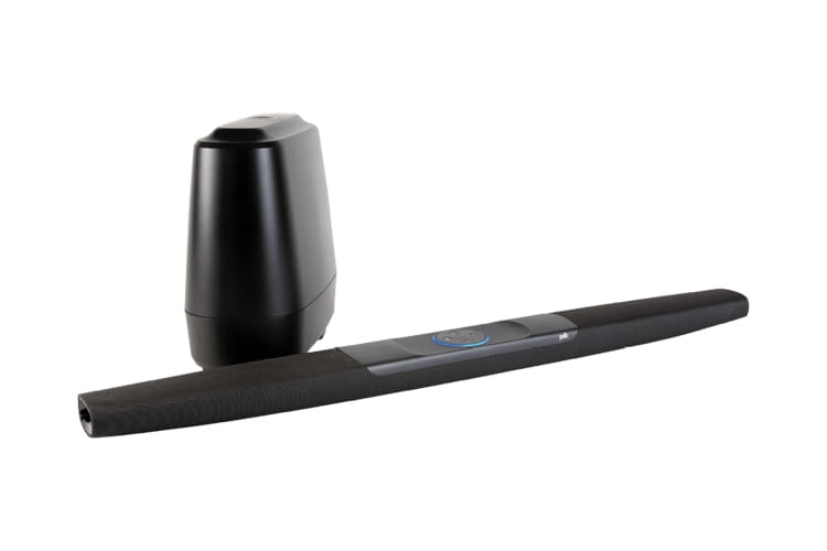 Die Polk Audio Command Bar wird mit einem kabellosen Subwoofer geliefert