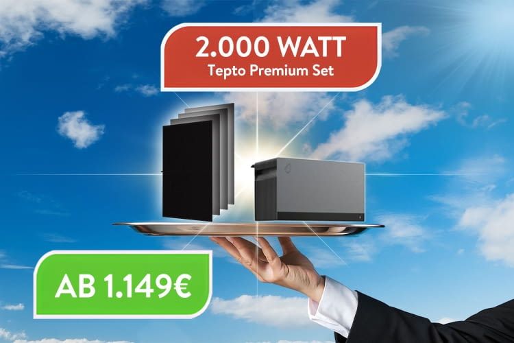 Bei tepto gibt es aktuell ein 2.000 Watt Balkonkraftwerk mit dem nagelneuen Avocado 22 Pro Speicher