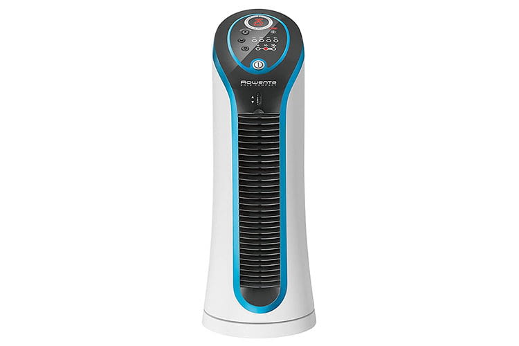 Rowenta Eole Compact ist ein leiser Mini-Turmventilator mit vielen Extras wie integrierter Zeitschaltuhr und Temperaturanzeige
