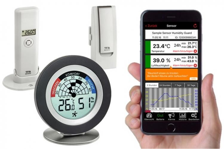 Cosy Radar mit Thermo-Hygrometer, Thermo-Hygrosender und App