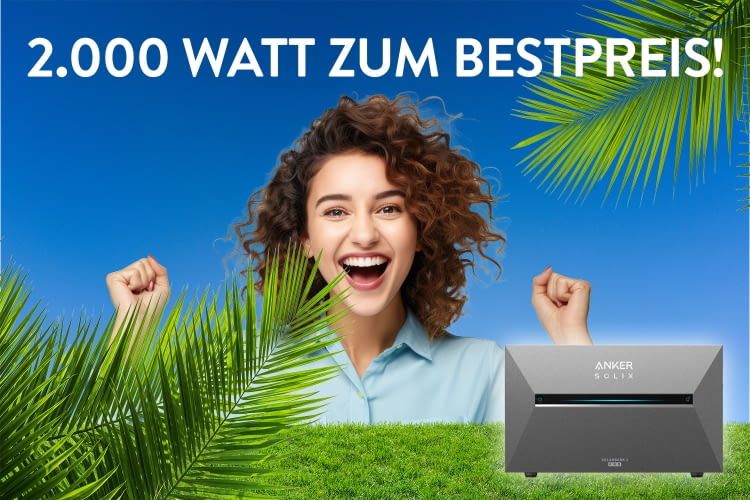 Bei Solago gibt es ein Balkonkraftwerk mit 2.000 Watt und Anker SOLIX 3 aktuell sehr günstig