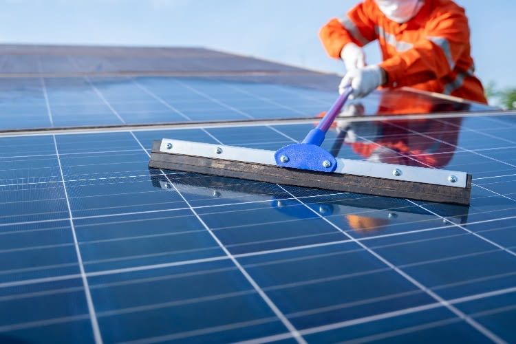 Das regelmäßige Reinigen von Solaranlagen kann die Effizienz steigern