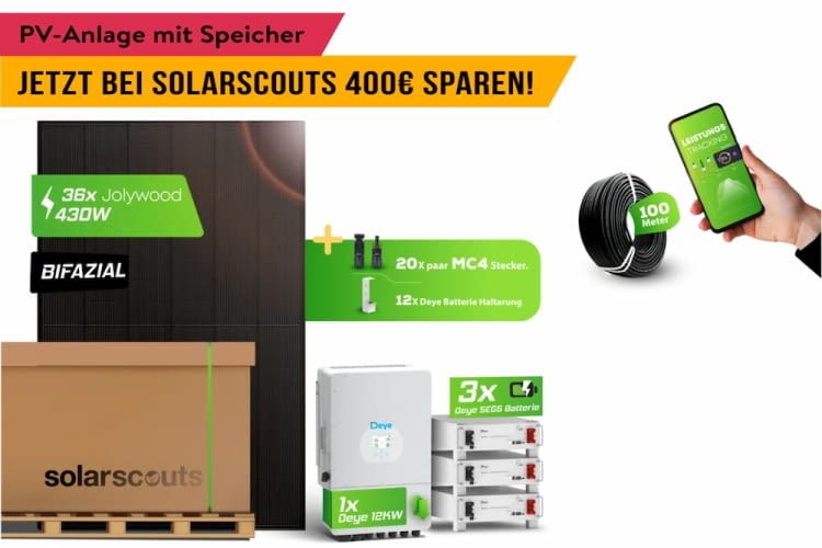 Bei solarscouts.de gibt es aktuell eine leistungsstarke PV-Anlage mit Speicher im Angebot