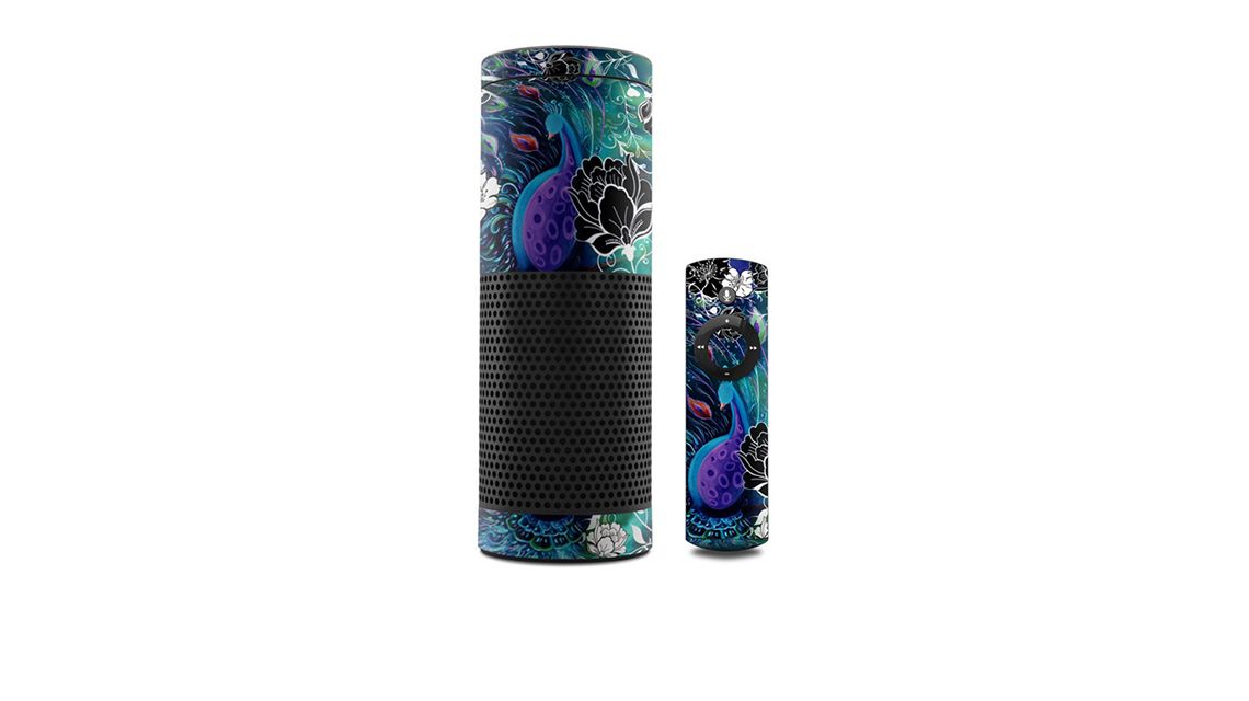 amazon-echo-skin-pfauengarten-blumen-flower
