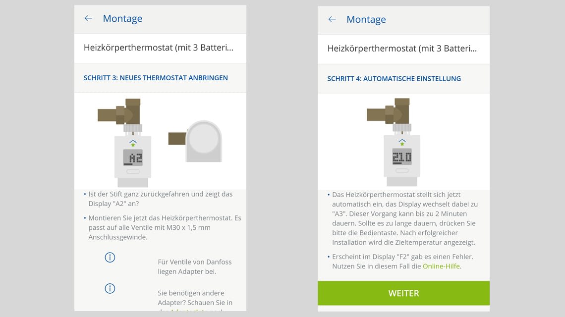 Hier sind die Installationsschritte 3 und 4 zu sehen