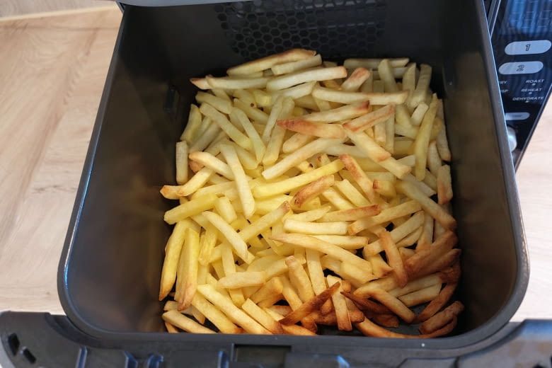 Rechts unten wurden die Pommes bei uns besonders dunkel