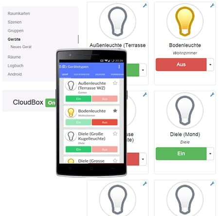 Abbildung des everHome Dashboards zur Steuerung des Smart Home