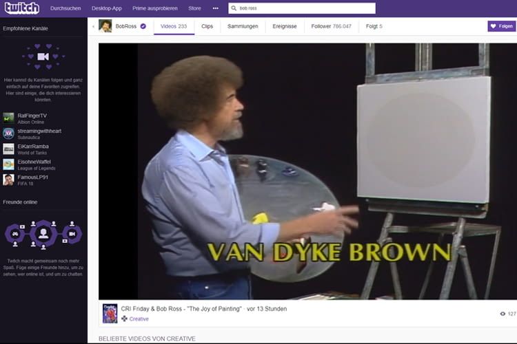 Bob Ross.Marathon gefällig? Gibt es auf twitch.tv