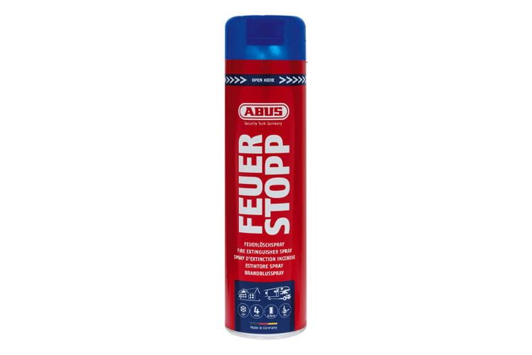 Das ABUS Feuerlöschspray ist einfach bedienbar und löscht Anfangsbrände zuverlässig