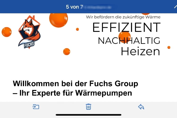 Per Mail wurden wir über die kommenden Schritte bei der Beratung informiert