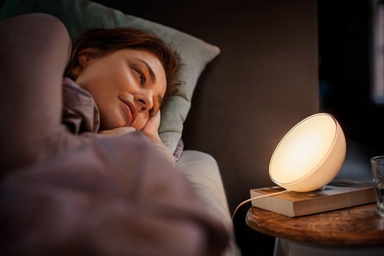 The Philips Hue Go mood light makes starting the day easier with soft light