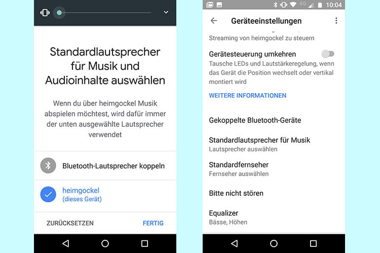 Via Google Home App einen Bluetooth-Lautsprecher für die Standard-Musikausgabe festlegen