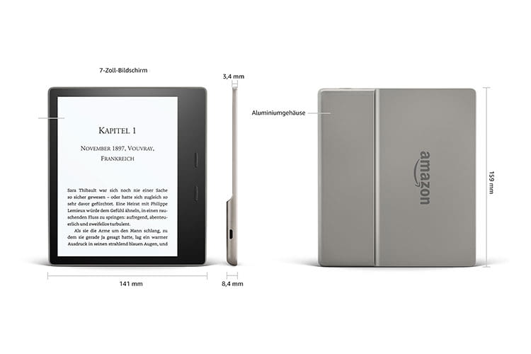 Amazon Kindle Oasis bietet ein 7 Zoll Display, weshalb sich das Gerät für Leser eignet, die große Schrift bevorzugen