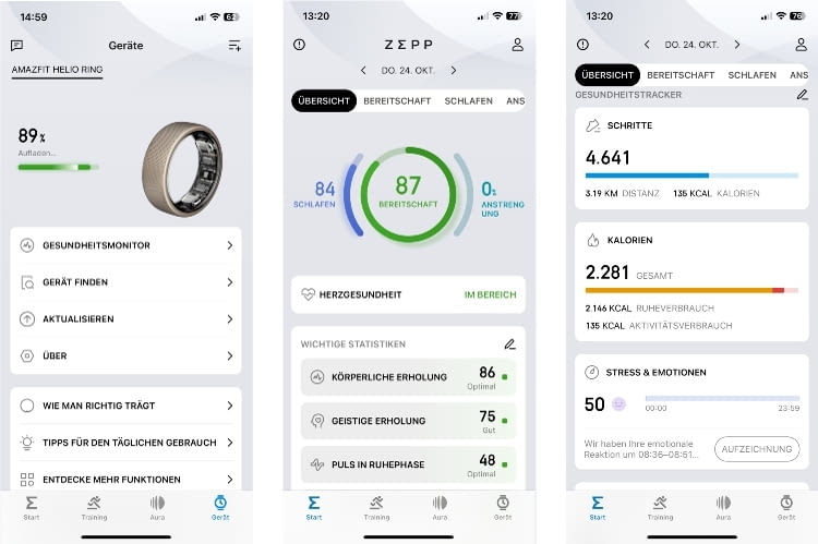 Die Zepp App ist übersichtlich und gut gestaltet