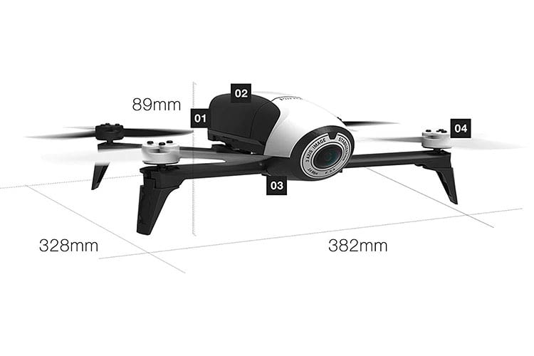 Parrot Bebop 2 ist kompakt gebaut und wiegt nur 500 Gramm