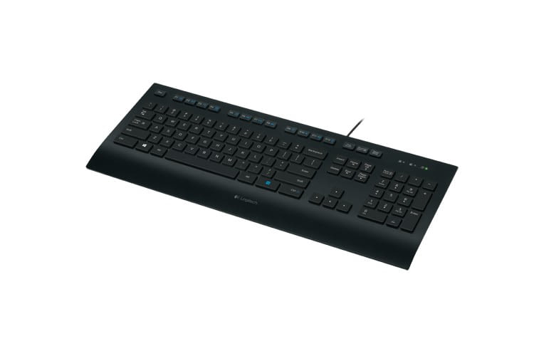 Die Logitech K280e Pro Tastatur bietet einen Ziffernblock und eine Handballenablage