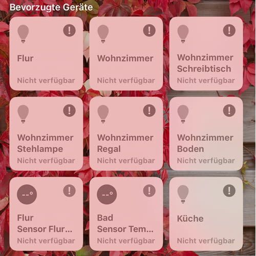 Der Schnellzugriff zeigt die HomeKit-Favoriten an