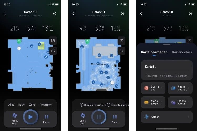 Die Roborock App ist nutzerfreundlich und lässt eine präzise Kartierung zu