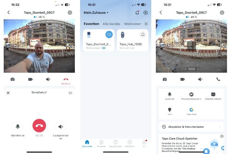 Die Tapo App ist übersichtlich gestaltet