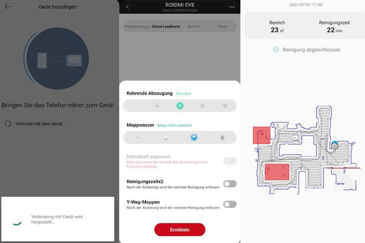 Abbiamo potuto seguire il processo di pulizia ed effettuare numerose impostazioni nell'app Xiaomi