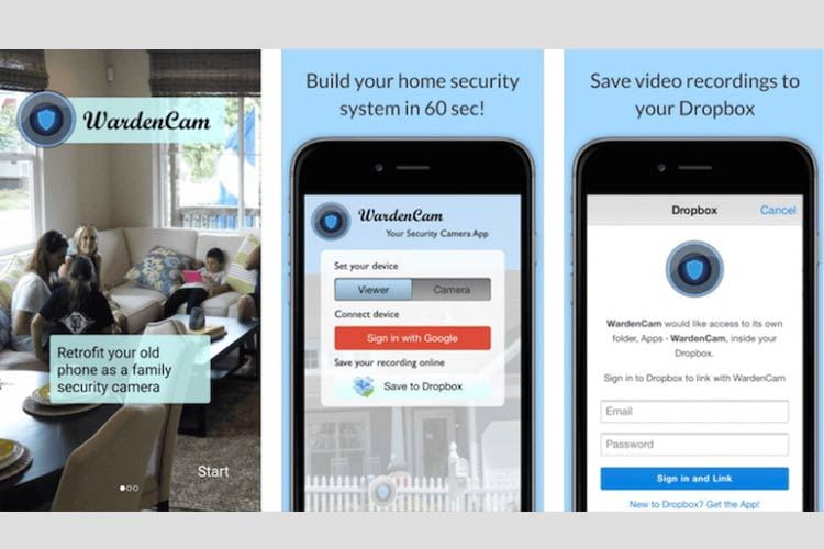 Die WardenCam App - dient als Überwachungs- und Spion-Kamera und verfügt über Zwei-Wege-Audio