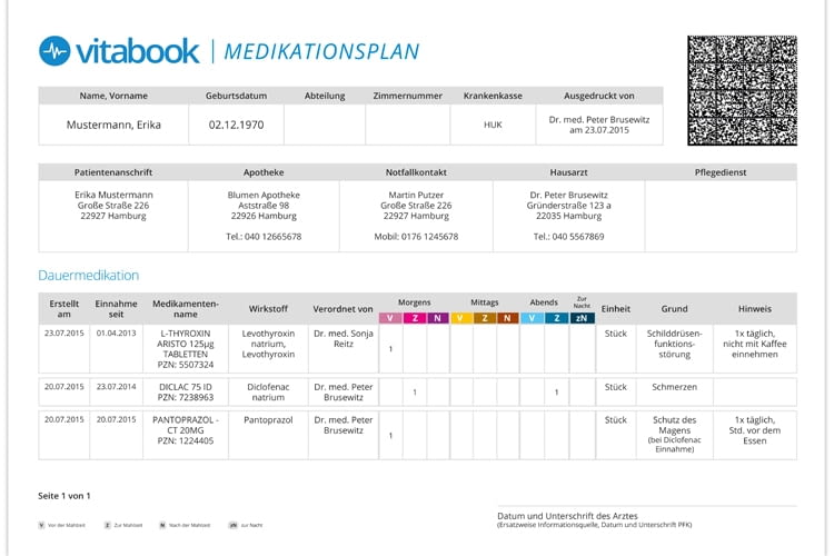 Disease course and medication plan are centrally available via vitabook