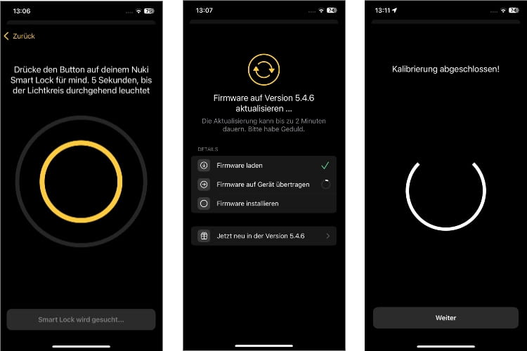 Die App führt Nutzer sicher und klar verständlich durch die Einrichtung. Die Kalibrierung des Schlosses erfolgt automatisch