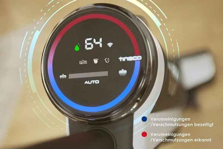 Il display digitale di Tineco Floor One S3 fornisce informazioni in tempo reale sul suo stato di funzionamento.
