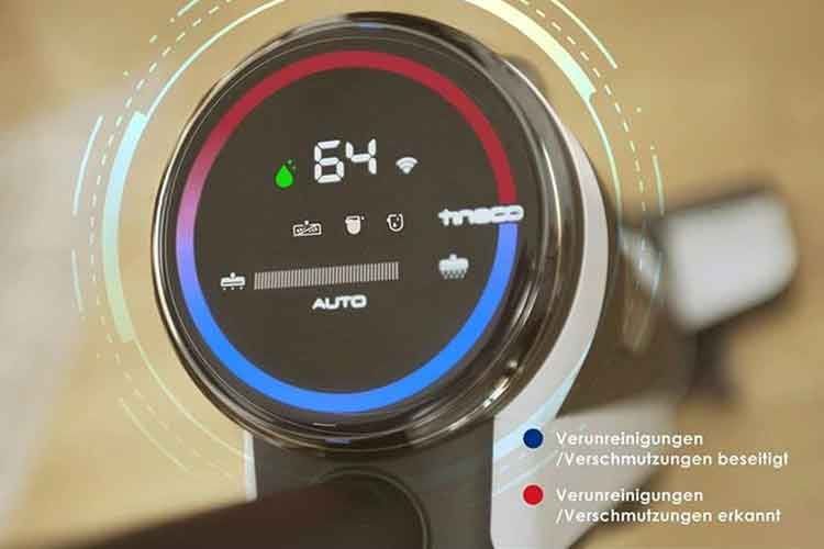 Das Digitaldisplay von Tineco Floor One S3 gibt in Echtzeit Auskunft über seinen Status