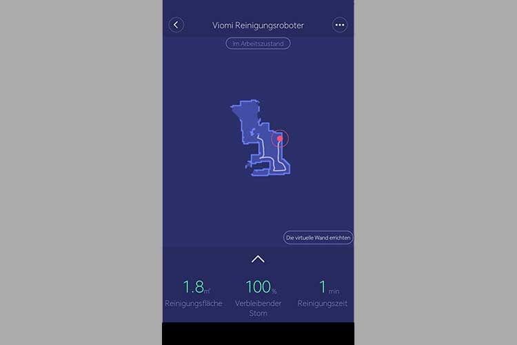 Gleich zu Beginn registriert der Viomi V2 Saugroboter die Gegebenheiten im Raum, die in der Mi App angezeigt werden