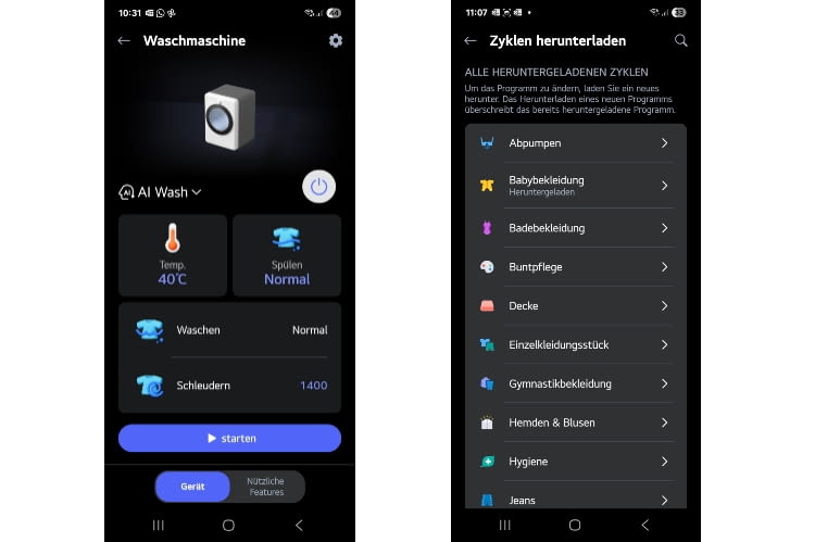 Die LG ThinQ-App ist übersichtlich gestaltet