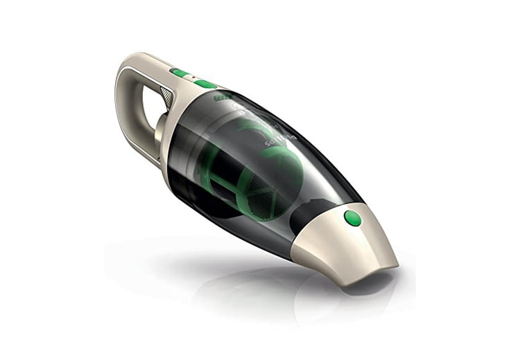 Der Philips ECO FC6148/01 Handstaubsauger reinigt per Zyklon-Luftwirbel