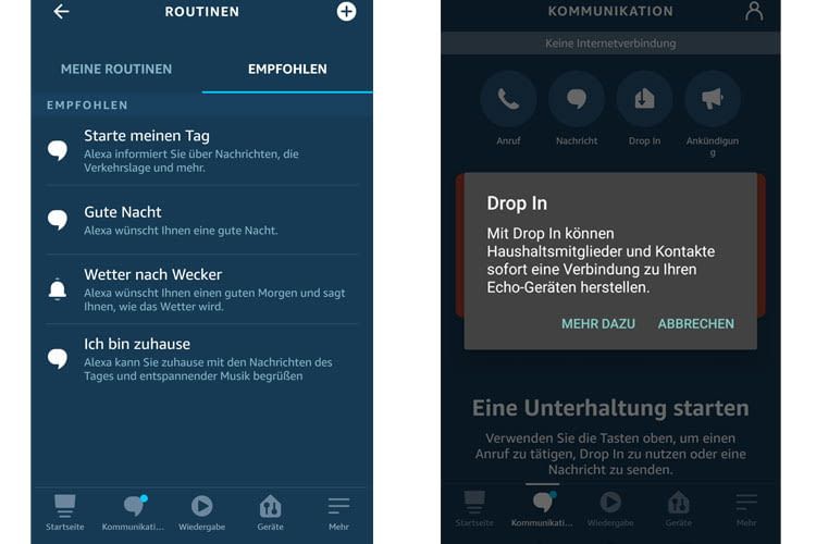 Unsere Sicherheits Tipps für Echo bauen auf die Drop In Funktion und Alexa Routinen