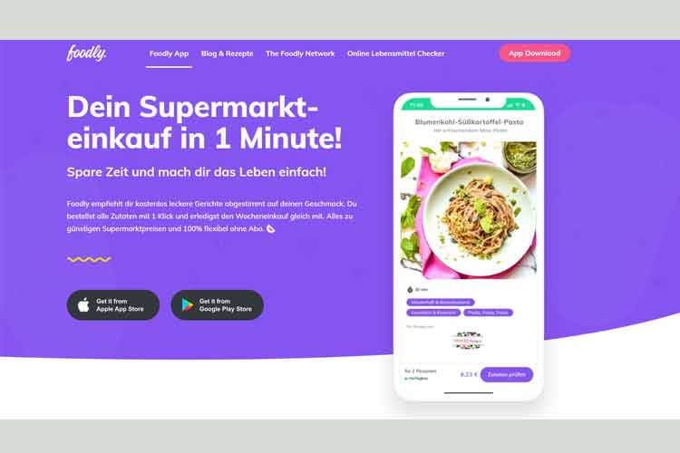 Die kostenlose Foodly App ist für Android oder iOS Nutzer verfügbar