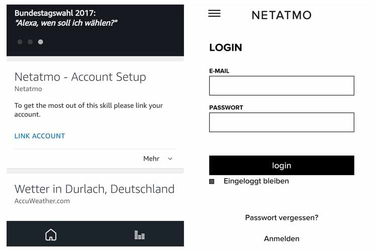 Über die Alexa-App wird der Netatmo-Skill aktiviert und verifiziert