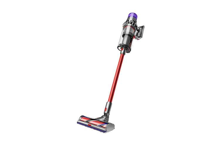 Аккумуляторный пылесос Dyson Outsize оснащен сверхширокой щеткой и большим контейнером для сбора пыли и частиц