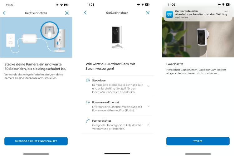 Die Einrichtung in der Ring App war sehr einfach