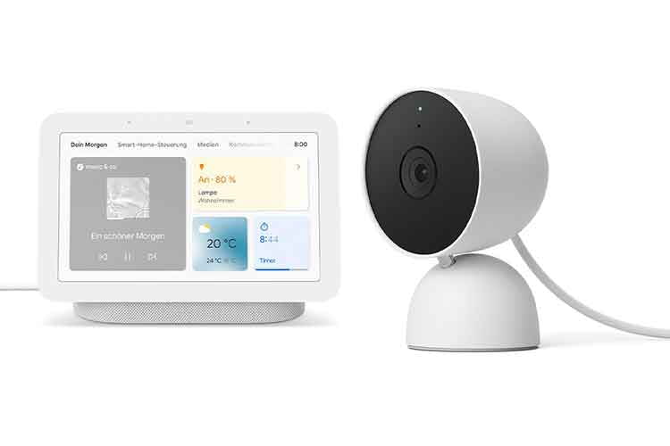 Die Bilderder Überwachungskamera Google Nest Indoor Cam lassen sich auf das Smart Display Google Nest Hub übertragen