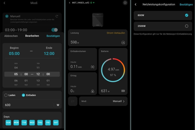 Hier sind einige der Marstek Venus E 3.0 App Funktionen zu sehen