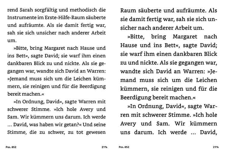 Mehr Text auf größerem Bildschirm: Links im Bild das 6,8 Zoll große Kindle Paperwhite 2021, rechts Kindle Paperwhite 2018-er Version