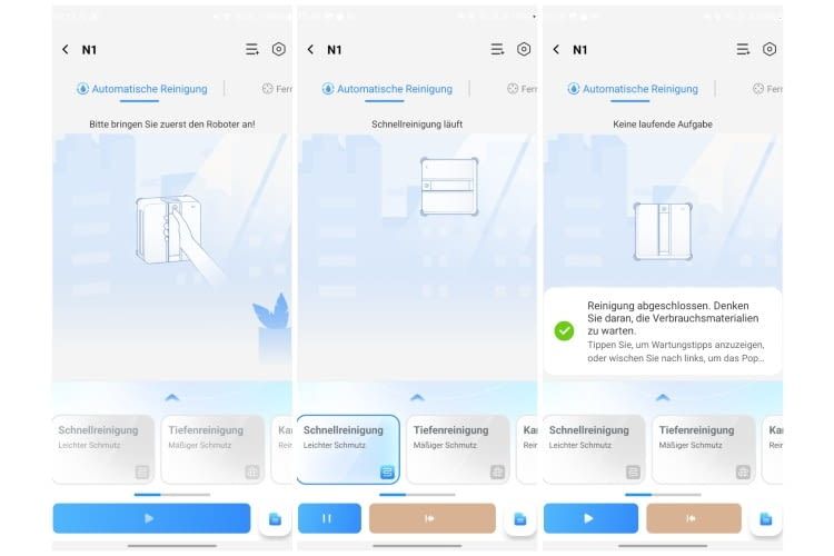 &Uuml;ber die praktische App lassen sich alle Schritte live mitverfolgen und die Reinigungsmodi anpassen.
